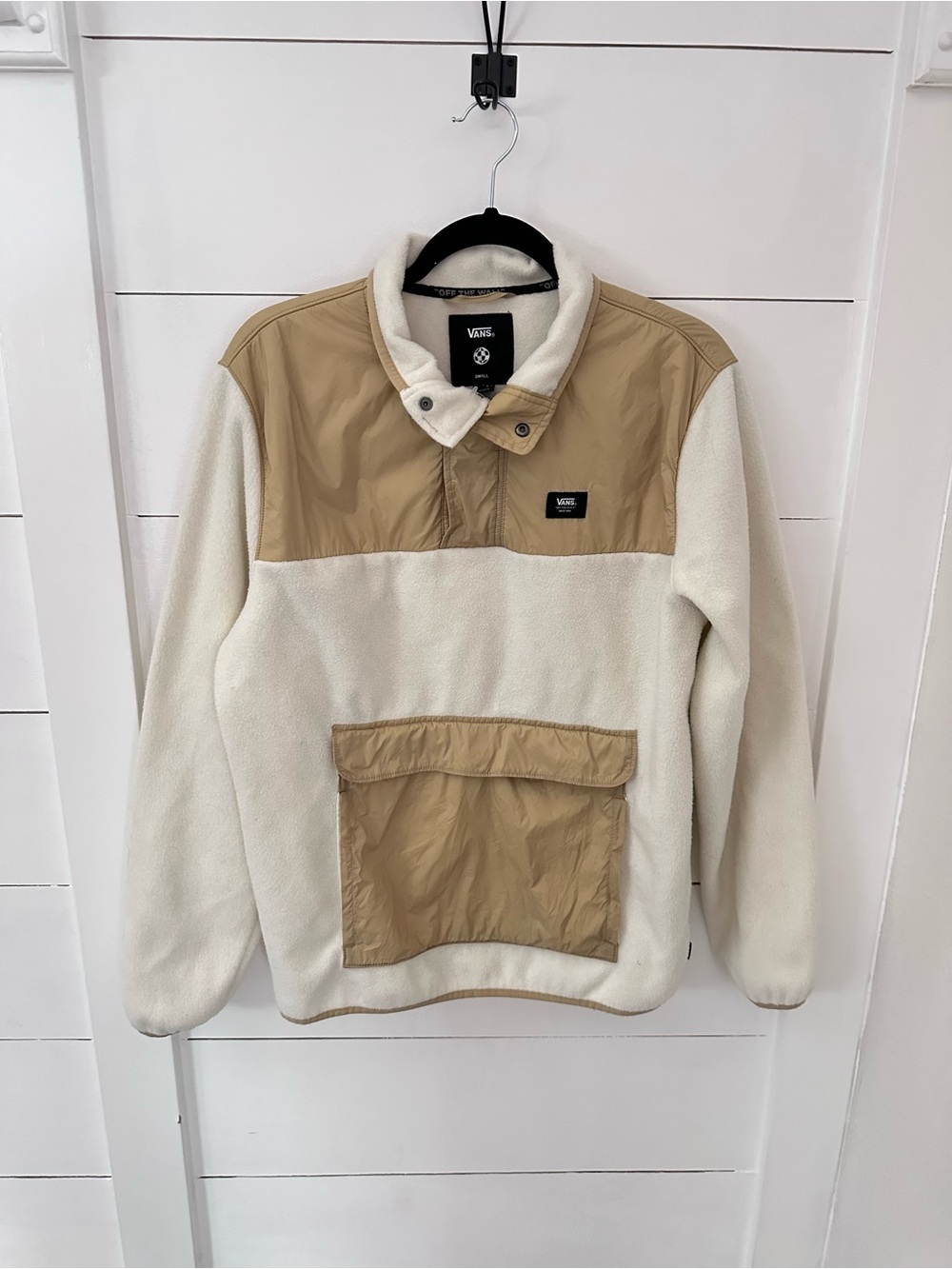 Vans S Mammoth Borg taupe snap neck Velcro pouch unisex fleece skater casual - Picture 2 of 15